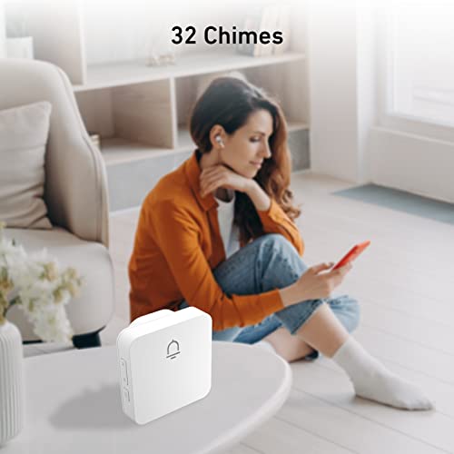SECRUI Wireless Doorbell with 2 Receivers, 1000ft Range, Adjustable Volume, Waterproof, Easy Install, 32 Melodies, White