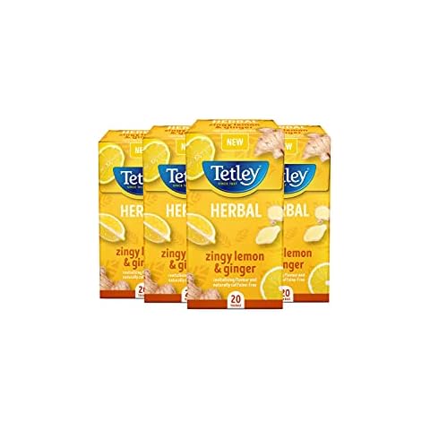 Tetley Zingy Lemon & Ginger Pack of 4 Boxes 80 Teabags Cover