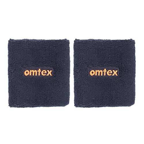 Image of omtex Cotton Wrist Band 3 Inches - Navy Blue, Terry Cloth Material, Pack of 2, Sports Wristband for Gym, Badminton, Basketball, Tennis, Hockey