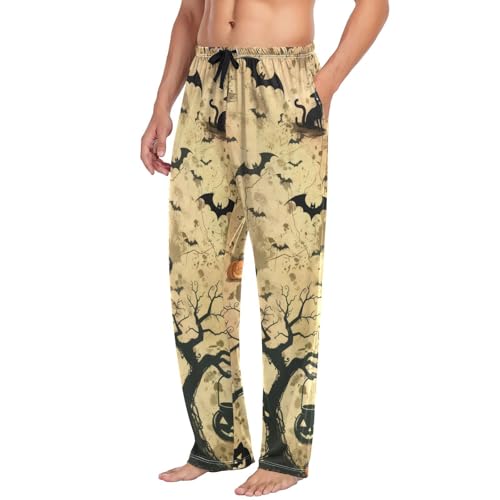 Men's Pajama Pants Halloween Pumpkin Tree Sleep Pajama Lounge Pant with Pockets, Elastic Waistband4