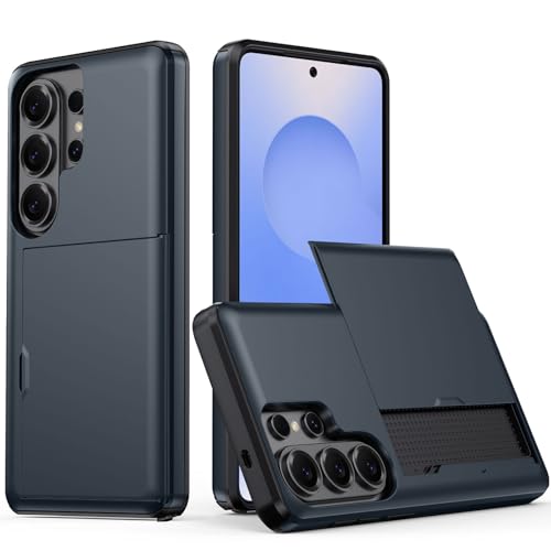 Samsung Galaxy S26 Plus étui portefeuille bleu coque rigide antichoc porte-cartes caché