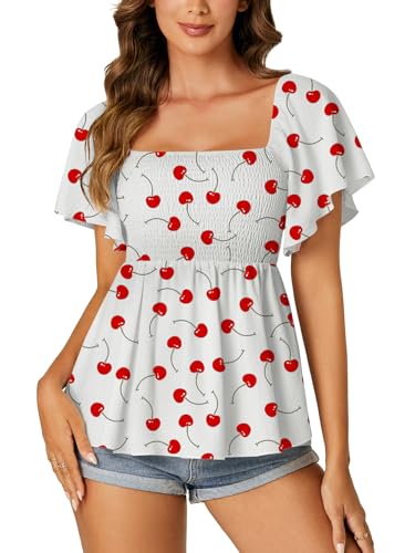 Image of LYANER Women's Square Neck Cute Peplum Top