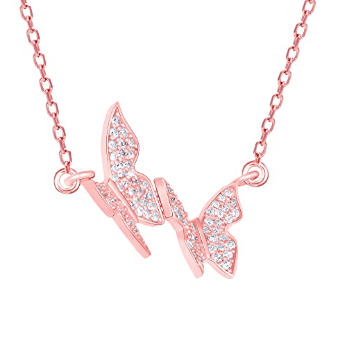 Image of GIVA 925 Silver 18k Gold Plated Rose Gold Zircon Necklace | Gifts for Women & Girls