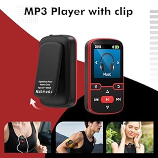 64 GB Lettore MP3 Bluetooth 5.3 con clip, lettore musicale sportivo HiFi, schermo da 1,5 pollici con pulsanti fisici, radio FM/contapassi/registratore vocale, pesa solo 28 g, scheda TF fino a 128GB