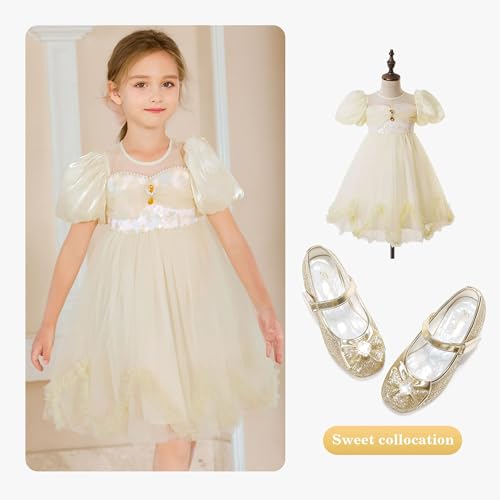 Furdeour Girls Dress Shoes Mary Jane Wedding Flower Bridesmaids Heels Glitter Princess Shoes for Kids Toddler3