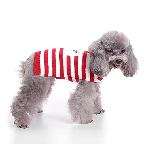 Classic Red Stripe Christmas Sweater For Small Dogs Cats Winter Warm Sweater School Style Shirt Outfits Clothes Xs #TOP4