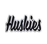 Wholesale Applique (2' x 4') Huskies, Embroidered, Iron on Patch (Black Twill/White Outline)