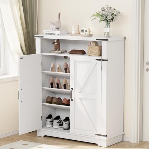 OCTORO Schuhschrank mit Türen, Schuhschrank Holz im Landhausstil