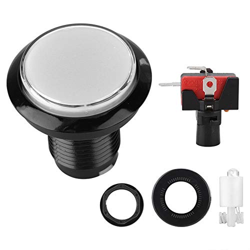 Interruptores de Botón de Juego, Botón Grande Iluminado con Lámpara LED Redonda, Pieza de Bricolaje para Juegos de Máquinas Recreativas(Blanco) Cover