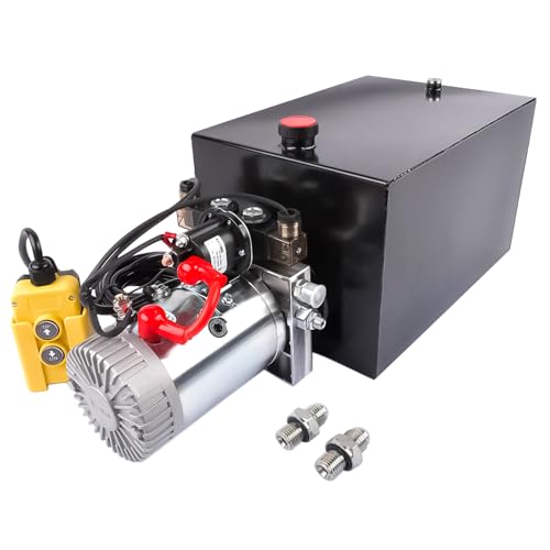 Hydraulic Power Unit Hydraulic Dump Trailer Pump 3200 PSI 20 Quart Steel Reservoir 12 Volt DC Double Action Powering Unit Mixizap
