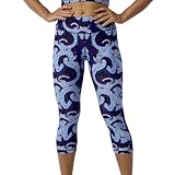 UIUO-UIPEU Women's Tummy Control Yoga Capri Pants Workout Leggings with Pockets Printed Tentacles Medium