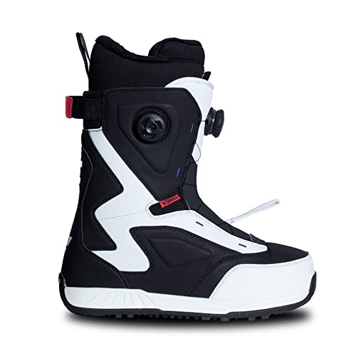 Bottes de snowboard VAMEI Coyote pour homme et femme en taille 10 noir et blanc