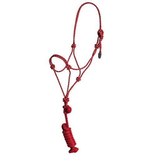 Mustang Rope Halter with Lead Hot Pink/Black