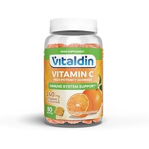 VITALDIN Vitamin C Gummies – 240 mg per Serving – 80 Chewable Gummies (40 Days’ Supply); Orange Flavour – Gluten Free Gummy – for Kids & Adults