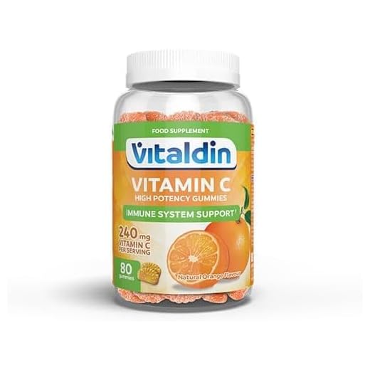 VITALDIN Vitamina C Gummies - 240 mg por dosis diaria - 80 gominolas (suministro para 40 días), sabor a Naranja - Refuerza el Sistema Inmunitario - Sin Gluten - Apto para Niños & Adultos