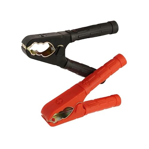 Kafton Red, Black 100A Pair Of Red Black Insulated Electrical Crocodile Alligator Jump Lead Clips Crocodile Alligator Booster Clamps (1 Pair - 1 Black + 1 Red)