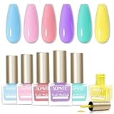 SUPWEE Pastel Nail Polish Set, Quick-Dry Spring Summer Collection Fast Drying Nail Varnish Kit Macaron 6 Colour Pink Red Yellow Purple Blue Green Nails Varnish Set for Women Salon Home Use 7ml