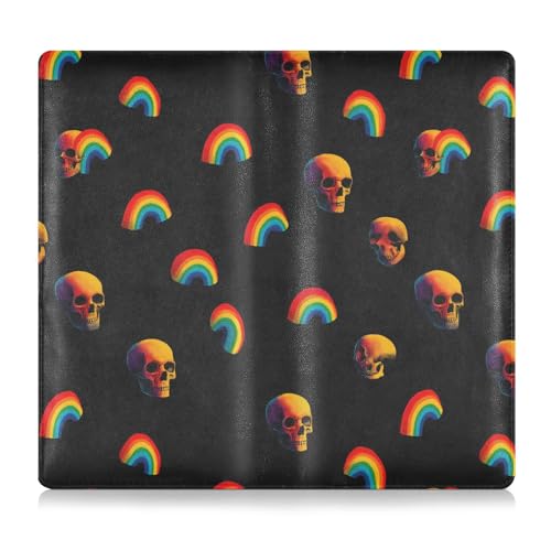 Car Registration and Insurance Holders Rainbow Skulls Print, PU Leather for License Documents Cards2