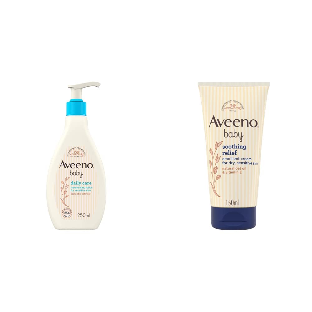 AVEENO Baby Daily Care Moisturising Lotion 250 ml (Pack of 1) & Soothing Relief Emollient Cream 150ml