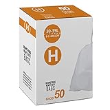 Code H Heavy Duty Drawstring Trash Bags | 1.2 Mil | White Garbage Can Liners 8-9 Gallon / 30-35 Liter (50 Count) Compatible with simplehuman Code H Heavy Duty Plastic Trash Bags