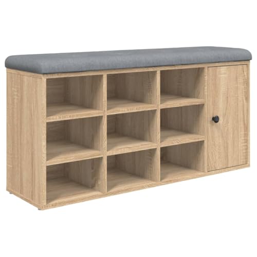 vidaXL Banc à Chaussures, Banquette de Rangement avec Siège, Meuble à Chaussures avec Coussin, Moderne, Chêne Sonoma 102x32x50 cm Bois d'Ingénierie
