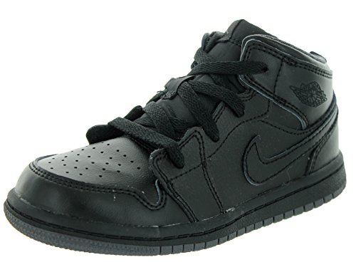 Jordan 1 Mid BP Little Kid's Shoes Black/Dark Grey 640734-021 (2 M US)