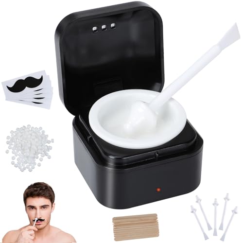 ZOOS Nose Wax Kit Men Ear Hair Waxing Kit for Women Men Hard Nose Hair Wax Kit with Wax, Sticks, USB Rapid Heating, Smart Constant Temp, Black