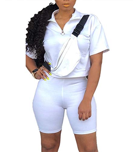 2 Pieces Sexy Sportwear Set for Women Short Sleeve Crop Tops+Color Stripe Skinny Pants Tracksuit Set