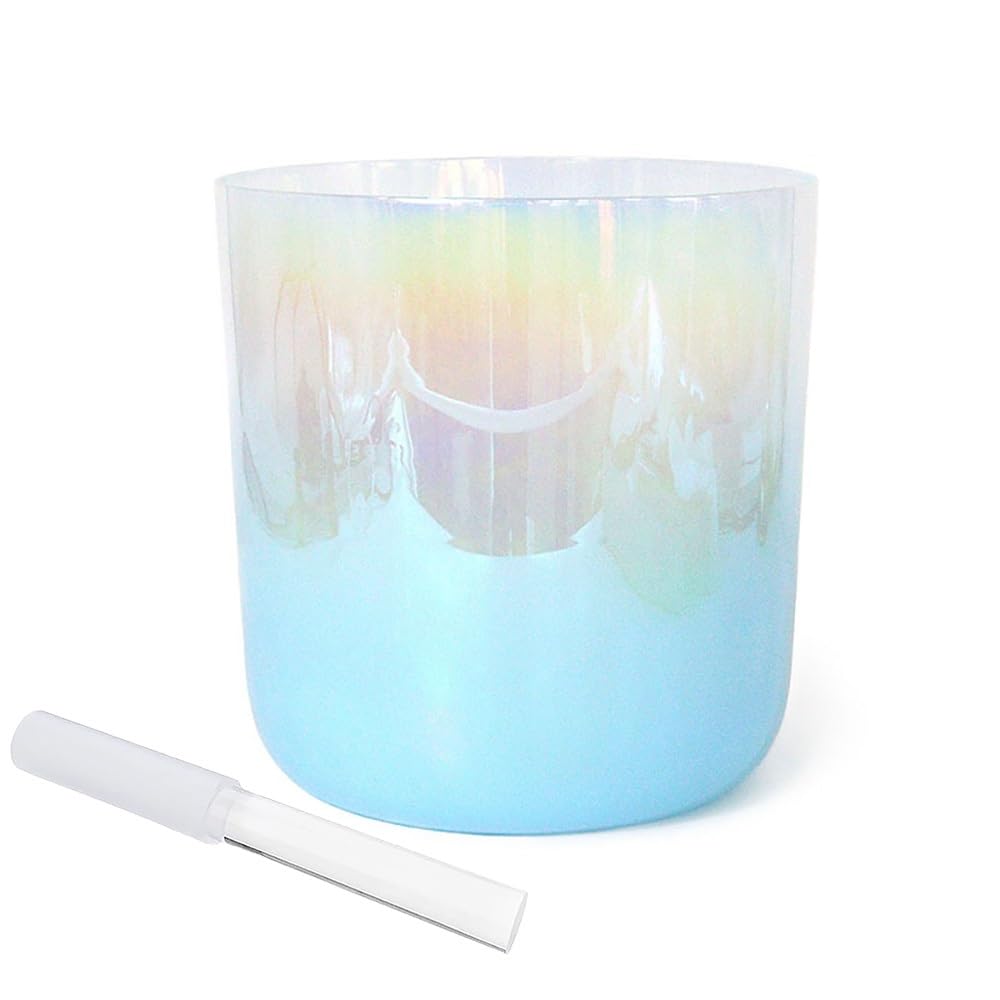 8 Inch Alchemy Crystal Singing Bowl, Blue Gradient, Chakra Bowl Singing Bowl, Gift For Yoga Meditation & Sound Healing, With Free Acrylic Striker & O-ring(C Note)