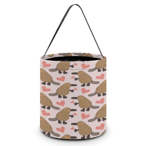 Cartoon Platypus Cute Easter Basket Bags Eggs Bucket Candy Tote Decorations Gifts Party Storage Bag