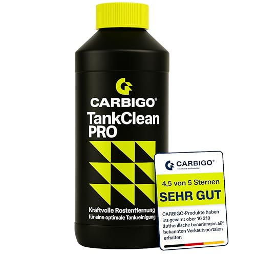 Carbigo TankClean PRO 1.000ml | Hochwirksamer Tankrostentferner Konzentrat | Entfernt porentief Rost aus Stahltanks | Für Motorrad Auto Boot | Phosphorsäurebasiert | Made in Germany