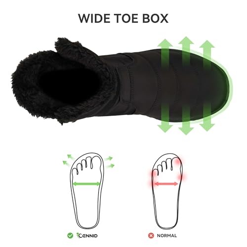 Image of Men's Winter Waterproof Snow Boots Non-Slip Work Boots Warm Slip On Mid-Calf Booties Lightweight Outdoor Athletic Diabetic Boots