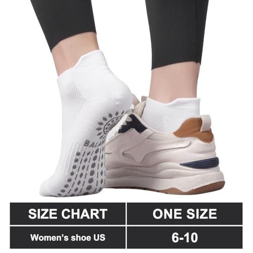 Grip Pilates Socks Ankle for Women, Yoga Non Slip Socks for Barre Workout Gym Hospital Sticky Slipper Socks 3 Pairs image 5