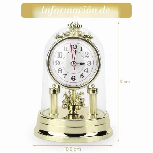 Miniatura 5 de Relojes De Chimenea Estilo Retro Europeo Reloj De Sala De Estar Antiguo Reloj De Mesa Silencioso Para Sala De Estar Dormitorio Oficina Decoración Del Hogar 11 X 17 Cm Dorado