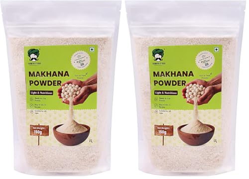 Image of Farmers Studio Premium Makhana Powder 150 g | 100% Natural Fox Nut Flour | Low Fat & High Fiber | Healthy | Gluten‑Free Superfood (Pack of 2)