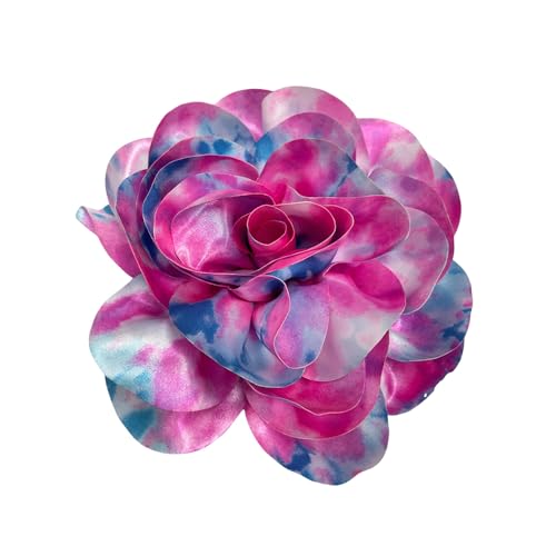 Image of Dainty Dyed Satin Fabric Leopard Print Rose Flower Extra Large Big Brooches Lapel Pins for Women Delicate Silk Floral Flower Oversized Brooch Pin for Wedding Party Banquet Dress Suit Ceremony Clothes Accessories Jewelry Gifts 7.5in