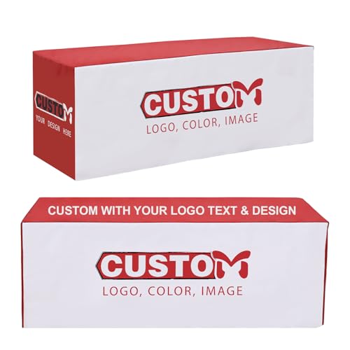 EAGLE PEAK Fitted Table Cloth Cover with Your Logo and Design, Personalized Tablecloth for Tradeshow and Marketing, 8ft