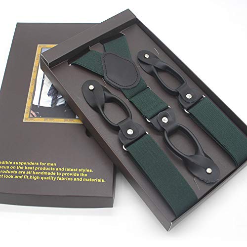 LLZGPZBD Hosenträger für Herren, Leder, 6 Knöpfe, modisch, Tuxedo, verstellbar, elastisch, Y-Back, 3,5 x 120 cm, mit Geschenkbox Cover
