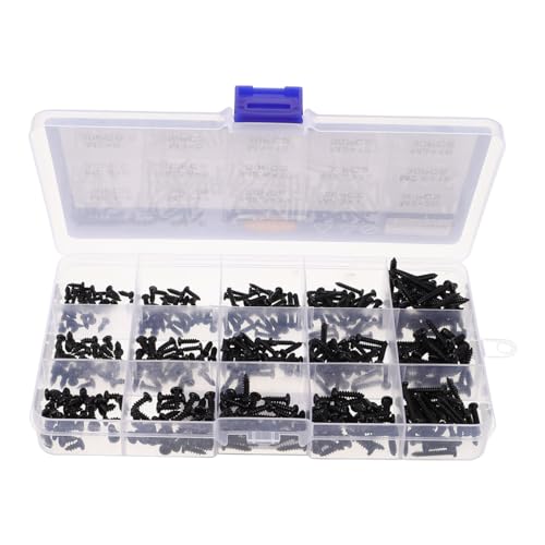 NUOLUX 450個 黒十字丸頭自攻螺絲 電子機器木工修理用 小型プロジェクト向け取付けメタルネジ収納ボックス付き
