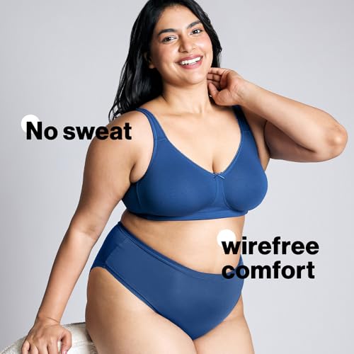 Image of NYKD NYB105 Wirefree Cotton No Sweat Breast Seperating Non-Padded Full Coverage Bra for Women (Available in Plus Size)