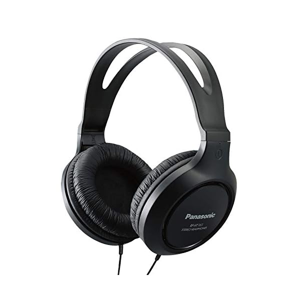 Panasonic-Full-Sized-Lightweight-Long-Cord-Headphones--RP-HT161-K-Black Panasonic Headphones, Lightweight Over the Ear Wired Headphones with Clear Sound and XBS for Extra Bass, Long Cord, 3.5mm Jack for Phones and Laptops – RP-HT161-K (Black)