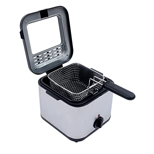 Deep Fryer with Basket 1000W 2.5L Mini Electric Deep Fryer with Overheating Protection, Stainless Steel for Personal Use at Home