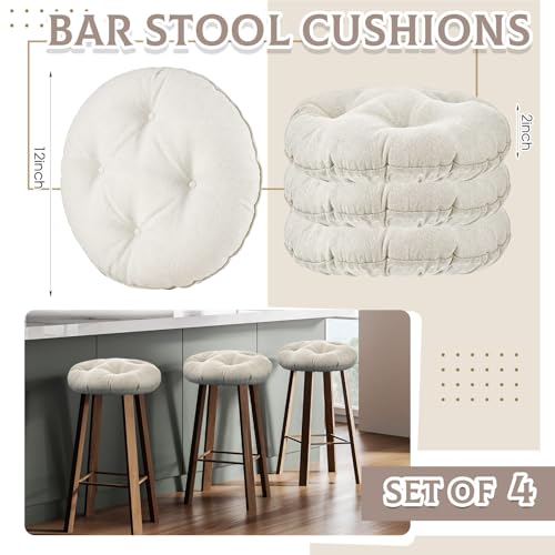 Image of Marsui 4 Pieces Bar Stool Cover Non Slip Padded Cushion, 12 Inch, Beige