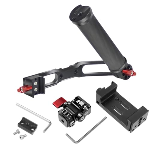 Image of FEICHAO Handheld Gimbal Handle Grip Kit Foldable with 1/4 3/8 Thread Cold Shoe Mount Compatible with RS2 RSC2 RS3 Pro Stabilizer (Combo C)