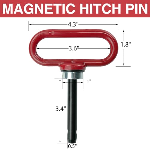 Universal Towing Hitch Kit 3/4\" Zero Turn Mower Hitch and 1/2\" Magnetic Lawn Mower Trailer Hitch Pin (Red Black) - Thumbnail 4