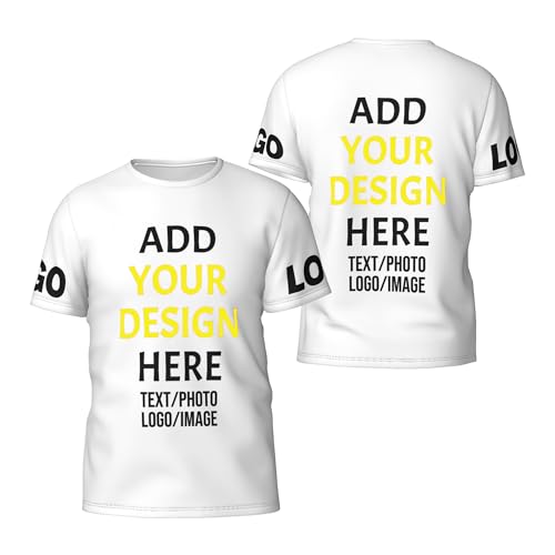 KYZMZ Custom T Shirts with Your Own Image Text Logo Picture, Personalized T-shirts for Men Women Personalized Unisex Crewneck Tee Shirt - Customize Your Image, Text & Photo Customized Crewneck Shirts