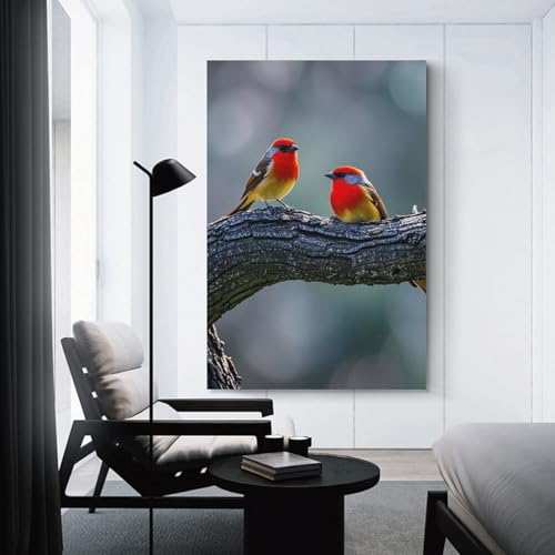 Impression sur toile oiseau cardinal sans cadre suspendre 60x90cm