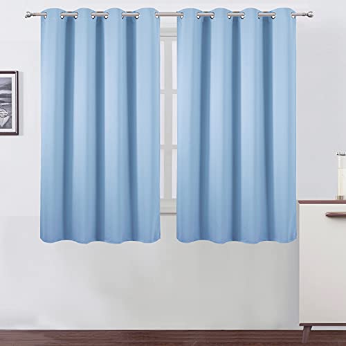 Image of LEMOMO Blackout Curtains 52 x 45 inch /Sky Blue Curtains Set of 2 Panels /Thermal Insulated Room Darkening Bedroom Curtains