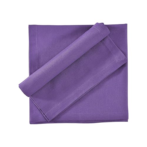 Image of FINGERCRAFT Table Napkins 18x18 Inches Set of 6 Cotton Linen Blend Fabric Dinner Cloth Napkins Washable and Reusable, Good Absorbency for Home, Parties, Hotels (Purple)
