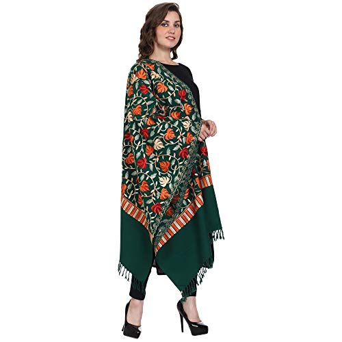 SWI WITH LABEL Women's Kashmiri Aari Embroidered Wool Stole